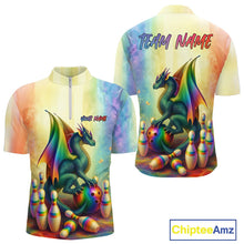 Load image into Gallery viewer, Custom Colorful Rainbow Colors Dragon Bowling Team Shirts, Dragon Bowling League Shirt IPHW10233