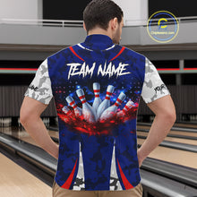 Load image into Gallery viewer, Camo American flag bowling jersey custom bowling polo, 1/4 zip shirts for men, bowling league shirts NQS11401