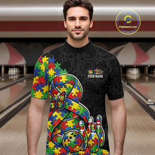 Load image into Gallery viewer, Custom Colorful Autism Awareness Butterfly Ribbon Bowling Men Shirt, Puzzles Jersey IPHW11202