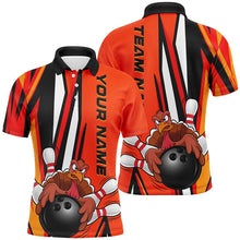 Load image into Gallery viewer, Custom Funny Turkey Bowling Shirts For Men, Orange Thanksgiving Bowling Shirt Team Uniform IPHW7659