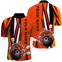 Load image into Gallery viewer, Custom Funny Turkey Bowling Shirts For Men, Orange Thanksgiving Bowling Shirt Team Uniform IPHW7659