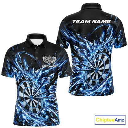 Icy Blue Custom Crystal Ice Dart Team Men Polo Shirt, Dart Jersey Dart Gift IPHW12448