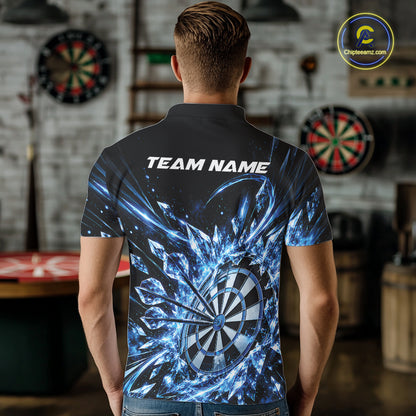 Icy Blue Custom Crystal Ice Dart Team Men Polo Shirt, Dart Jersey Dart Gift IPHW12448