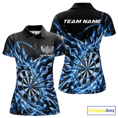 Icy Blue Custom Crystal Ice Dart Team Women Polo Shirt, Dart Jersey Dart Gift IPHW12448