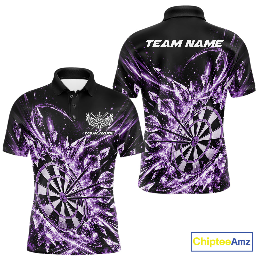 Icy Purple Custom Crystal Ice Dart Team Men Polo Shirt, Dart Jersey Dart Gift IPHW12450
