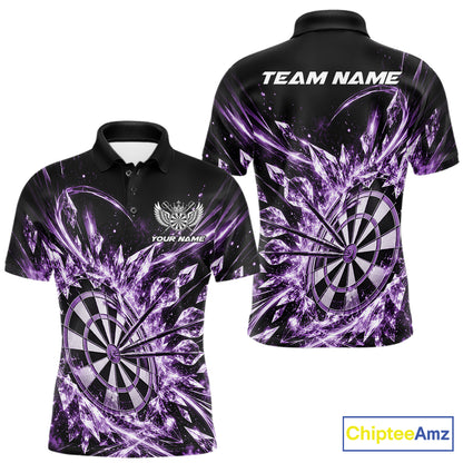Icy Purple Custom Crystal Ice Dart Team Men Polo Shirt, Dart Jersey Dart Gift IPHW12450