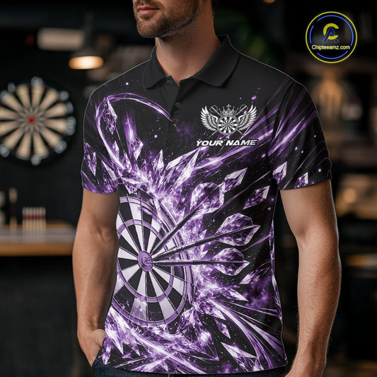 Icy Purple Custom Crystal Ice Dart Team Men Polo Shirt, Dart Jersey Dart Gift IPHW12450