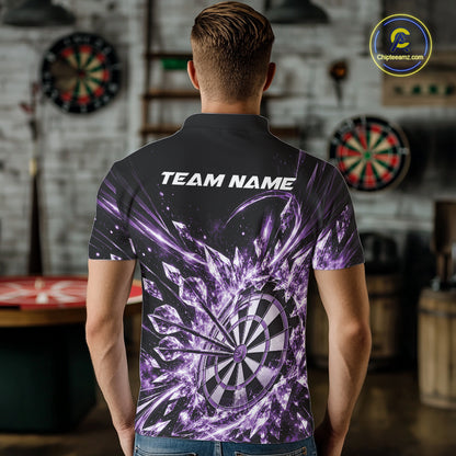 Icy Purple Custom Crystal Ice Dart Team Men Polo Shirt, Dart Jersey Dart Gift IPHW12450