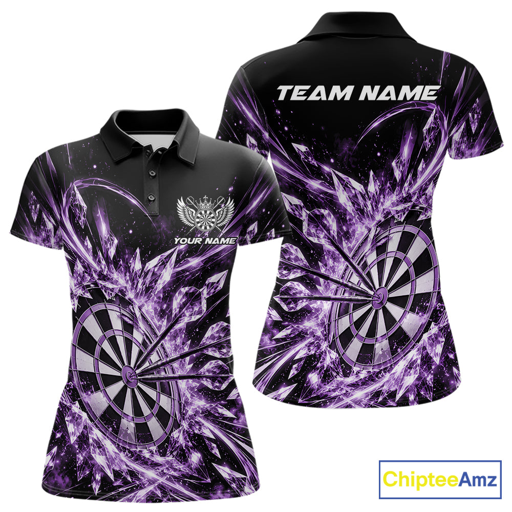 Icy Purple Custom Crystal Ice Dart Team Women Polo Shirt, Dart Jersey Dart Gift IPHW12450