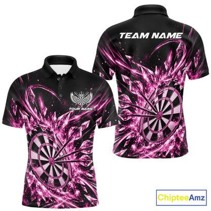 Icy Pink Custom Crystal Ice Dart Team Men Polo Shirt, Dart Jersey Dart Gift IPHW12451