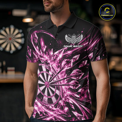 Icy Pink Custom Crystal Ice Dart Team Men Polo Shirt, Dart Jersey Dart Gift IPHW12451