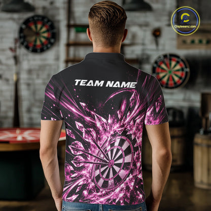 Icy Pink Custom Crystal Ice Dart Team Men Polo Shirt, Dart Jersey Dart Gift IPHW12451