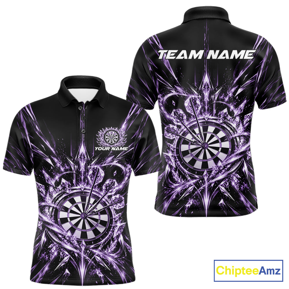 Custom Purple Crystal Ice Dart Team Men Polo Shirt, Dart Jersey Dart League Shirt IPHW12453