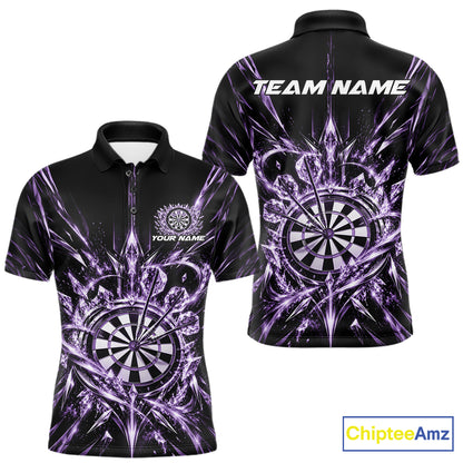 Custom Purple Crystal Ice Dart Team Men Polo Shirt, Dart Jersey Dart League Shirt IPHW12453