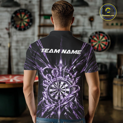 Custom Purple Crystal Ice Dart Team Men Polo Shirt, Dart Jersey Dart League Shirt IPHW12453
