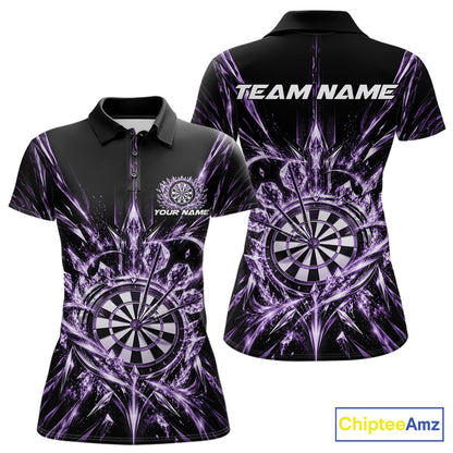 Custom Purple Crystal Ice Dart Team Women Polo Shirt, Dart Jersey Dart League Shirt IPHW12453