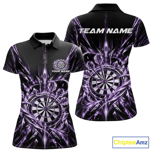 Custom Purple Crystal Ice Dart Team Women Polo Shirt, Dart Jersey Dart League Shirt IPHW12453