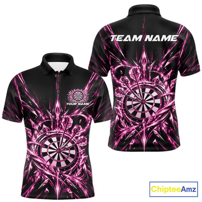 Custom Pink Crystal Ice Dart Team Men Polo Shirt, Dart Jersey Dart League Shirt IPHW12454
