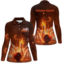 Load image into Gallery viewer, Custom Flame Bowling Shirts For Women, Fire Bowling Team League Shirt Bowler Uniform Outfit IPHW7890