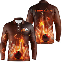 Load image into Gallery viewer, Custom Flame Bowling Shirts For Men, Fire Bowling Team League Shirt Bowler Uniform Outfits IPHW7890