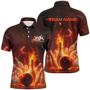 Custom Flame Bowling Shirts For Men, Fire Bowling Team League Shirt Bowler Uniform Outfits IPHW7890