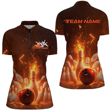 Load image into Gallery viewer, Custom Flame Bowling Shirts For Women, Fire Bowling Team League Shirt Bowler Uniform Outfit IPHW7890