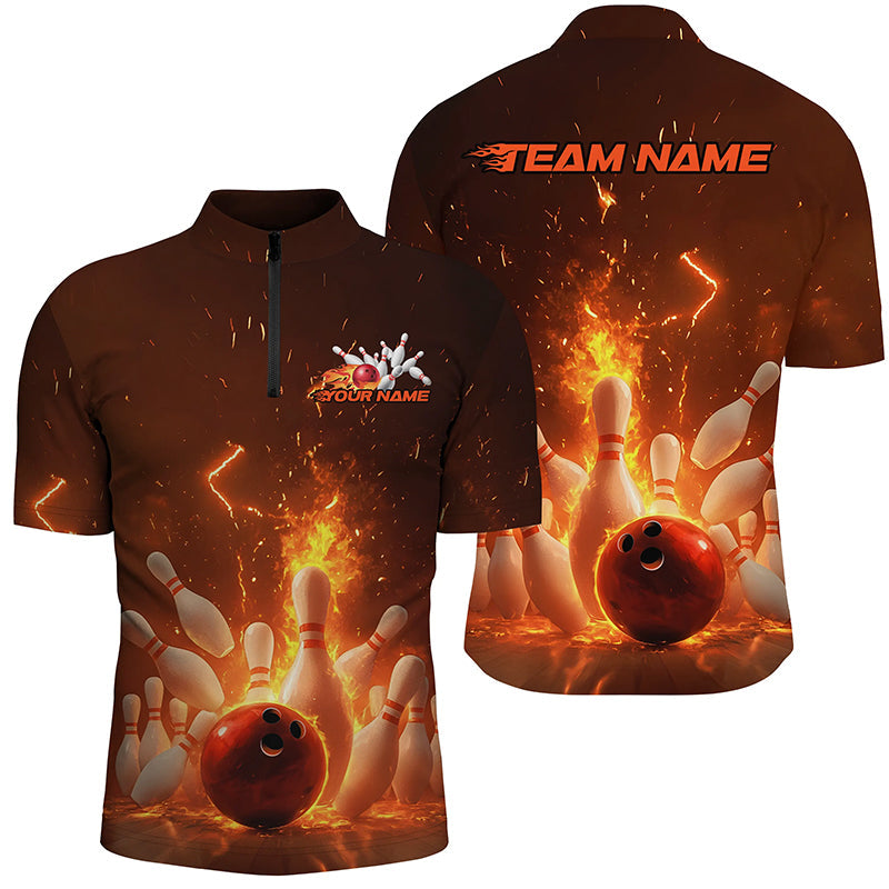 Custom Flame Bowling Shirts For Men, Fire Bowling Team League Shirt Bowler Uniform Outfits IPHW7890