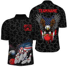 Load image into Gallery viewer, American Flag Eagle Custom Patriotic Us Flag Bowling Shirts For Men, Black Bowling Team Uniform IPHW7891