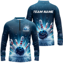 Load image into Gallery viewer, Custom Blue Icy Bowling Shirts For Men, Icy Crystaline Bowling Team Shirt Bowler Outfits IPHW7893