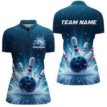 Load image into Gallery viewer, Custom Blue Icy Bowling Shirts For Women, Icy Crystaline Bowling Team Shirt Bowler Outfits IPHW7893