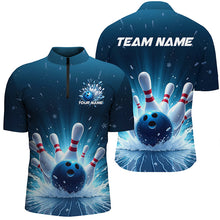 Load image into Gallery viewer, Custom Blue Icy Bowling Shirts For Men, Icy Crystaline Bowling Team Shirt Bowler Outfits IPHW7893