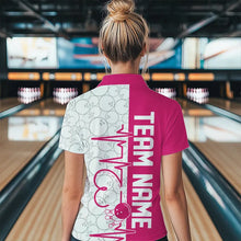 Load image into Gallery viewer, White And Pink Custom Love Bowling Polo Shirts For Women, Valentines Couple Bowling Jerseys IPHW8325