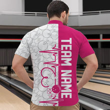 Load image into Gallery viewer, White And Pink Custom Love Bowling Quarter-Zip Shirts For Men, Valentines Couple Bowling Jerseys IPHW8325