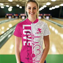 Load image into Gallery viewer, White And Pink Custom Love Bowling Womens Quarter-Zip Shirt, Valentine Bowling Jersey IPHW8325