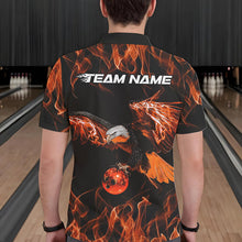 Load image into Gallery viewer, Custom Black And Orange Flame Eagle Bowling Team Men Polo Shirts, Eagle Bowling League Shirt IPHW8799