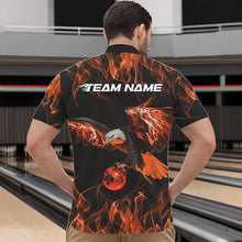Load image into Gallery viewer, Custom Black And Orange Flame Eagle Bowling Team Men Quarter-Zip Shirts, Eagle Bowling League Shirt IPHW8799