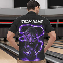 Load image into Gallery viewer, Custom Black And Purple Thunder Lightning Lion Bowling Quarter-Zip Shirts For Men, Team Uniform IPHW8802