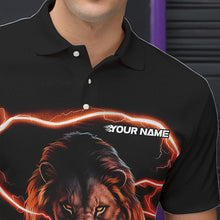 Load image into Gallery viewer, Custom Black And Orange Thunder Lightning Lion Bowling Polo Shirts For Men, Team Uniform IPHW8803