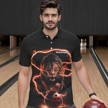 Load image into Gallery viewer, Custom Black And Orange Thunder Lightning Lion Bowling Polo Shirts For Men, Team Uniform IPHW8803