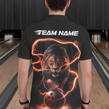 Load image into Gallery viewer, Custom Black And Orange Thunder Lightning Lion Bowling Polo Shirts For Men, Team Uniform IPHW8803