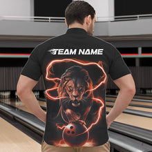 Load image into Gallery viewer, Custom Black And Orange Thunder Lightning Lion Bowling Quarter-Zip Shirts For Men, Team Uniform IPHW8803