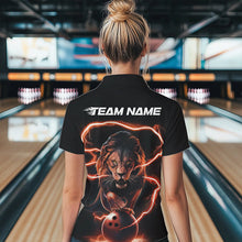 Load image into Gallery viewer, Custom Black Orange Thunder Lightning Lion Bowling Women Quarter-Zip Shirt, Team Uniform IPHW8803