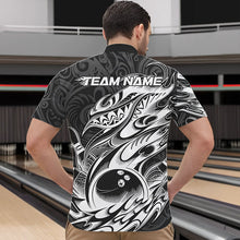 Load image into Gallery viewer, Custom Black And White Tribal Polynesian Bowling Team Men Quarter-Zip Shirts, Niho Mano Bowling IPHW8812