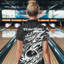 Load image into Gallery viewer, Custom Black And White Tribal Polynesian Bowling Team Women Quarter-Zip ShirtsTeam Uniform IPHW8812
