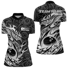 Load image into Gallery viewer, Custom Black And White Tribal Polynesian Bowling Team Women Quarter-Zip ShirtsTeam Uniform IPHW8812