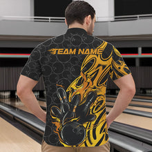 Load image into Gallery viewer, Custom Black And Yellow Tribal Flame Bowling Team Men Quarter-Zip Shirts, Bowling Pattern Outfits IPHW8815