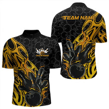 Load image into Gallery viewer, Custom Black And Yellow Tribal Flame Bowling Team Men Quarter-Zip Shirts, Bowling Pattern Outfits IPHW8815