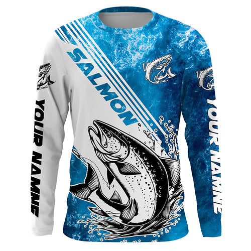 Chinook Salmon Fishing Custom Long Sleeve Performance Shirts, Saltwater Salmon Fishing Shirts IPHW6308