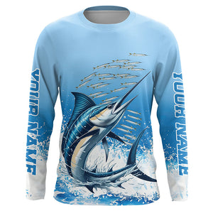 Marlin Fishing Custom Long Sleeve Performance Fishing Shirts, Marlin Saltwater Fishing Shirt IPHW7073