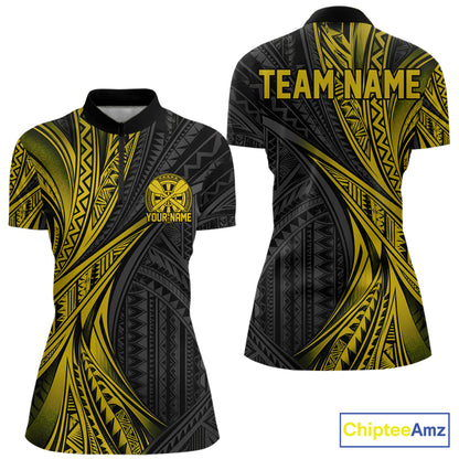 Custom Black And Gold Tribal Pattern Dart Women Quarter-Zip Shirt, Dart League Shirt IPHW12483